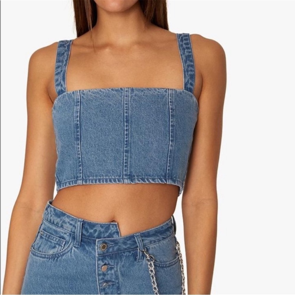 WEWOREWHAT denim crop top size small